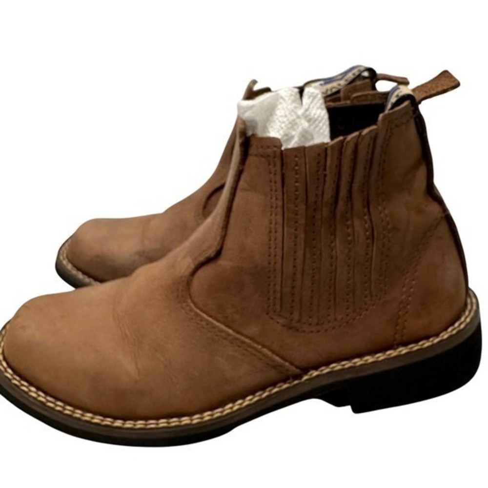 Valent Classic Kids Brown Leather Chelsea Boots Square Toe Pull On‎ Ankle Boots